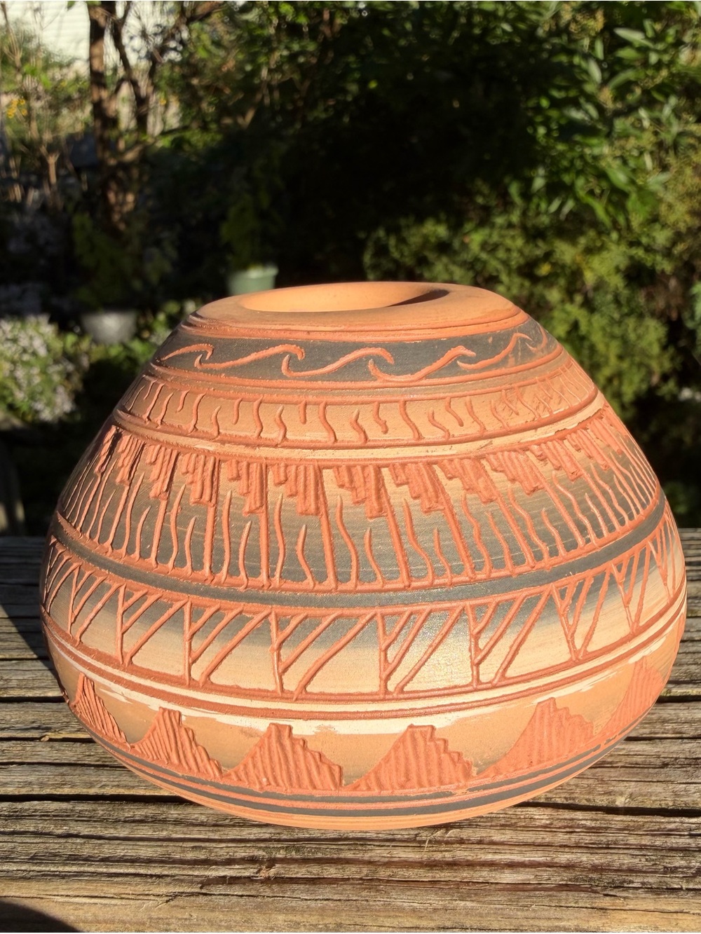 Vintage Navajo Signed Seed Pot Red Clay Pottery Ht.2.75” 1” Opening At Top